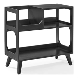 Crosley Furniture Asheville Medium Record Storage Console in Black