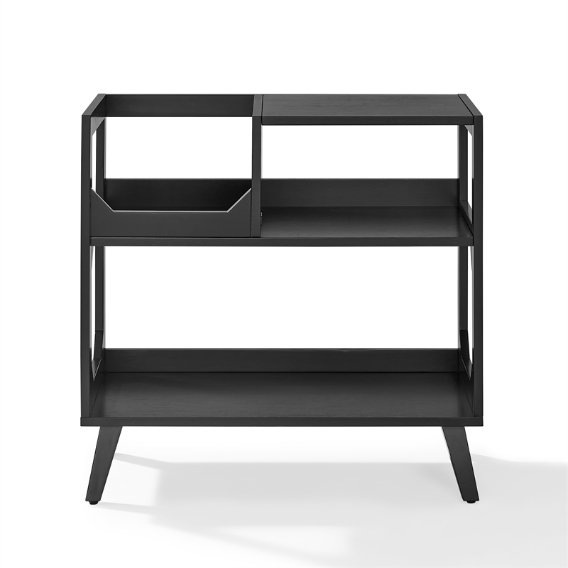 Crosley Furniture Asheville Medium Record Storage Console in Black