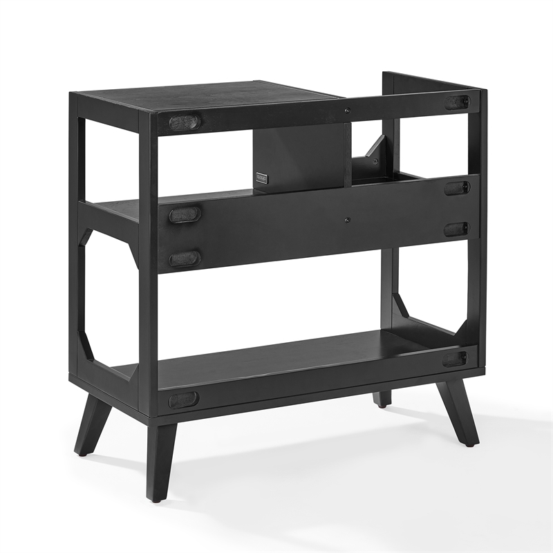 Crosley Furniture Asheville Medium Record Storage Console in Black