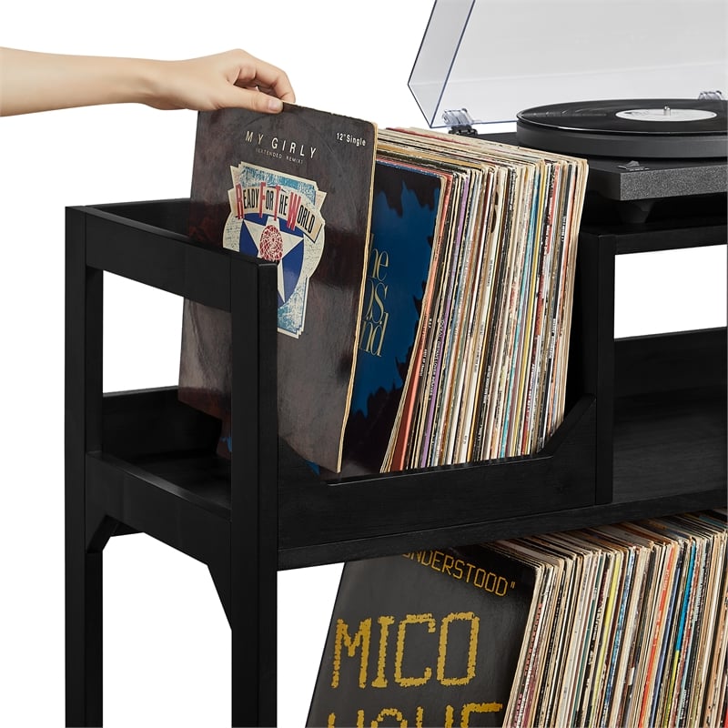 Crosley Furniture Asheville Large Record Storage Console in Black