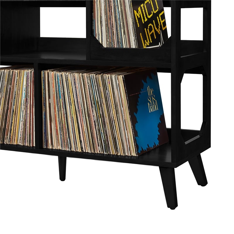 Crosley Furniture Asheville Large Record Storage Console in Black