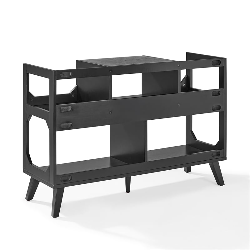 Crosley Furniture Asheville Large Record Storage Console in Black