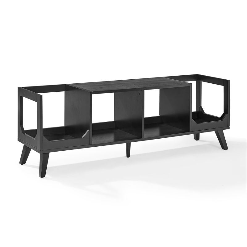 Crosley Furniture Asheville Low Record Storage Console in Black