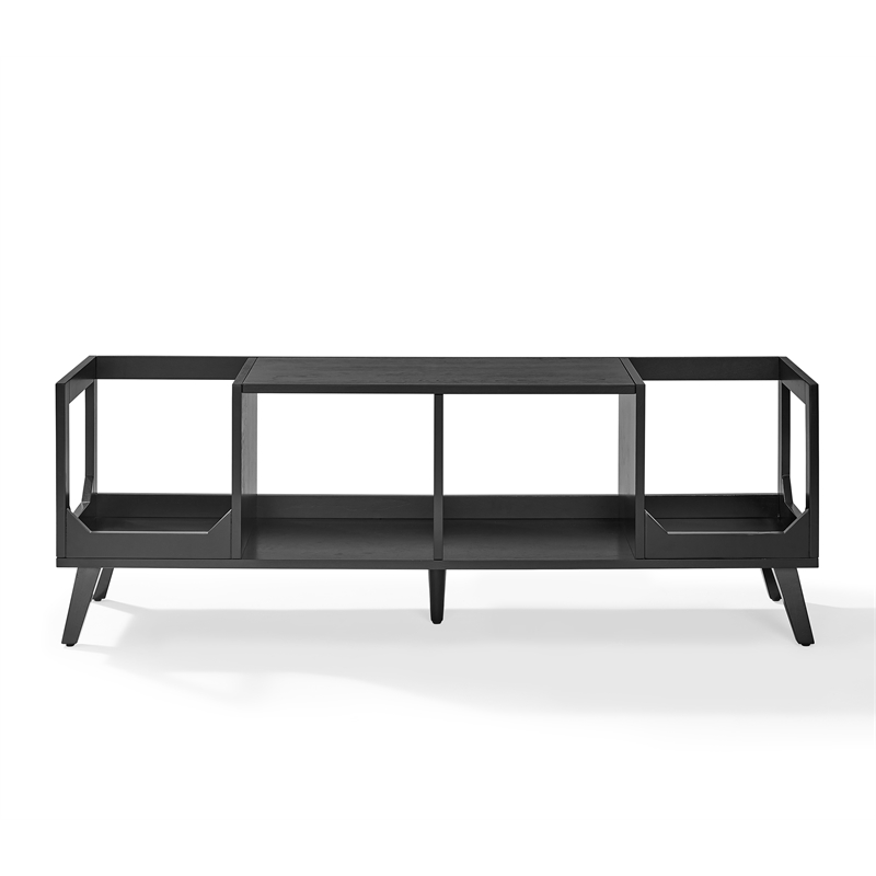 Crosley Furniture Asheville Low Record Storage Console in Black