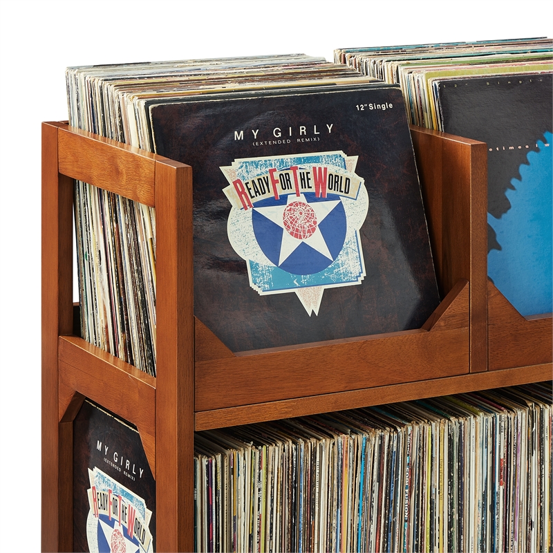 Crosley Furniture Asheville Medium Record Storage Stand in Walnut