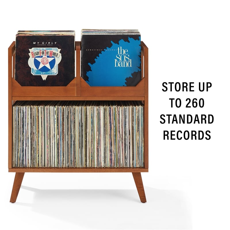 Crosley Furniture Asheville Medium Record Storage Stand in Walnut