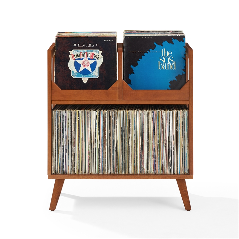 Crosley Furniture Asheville Medium Record Storage Stand in Walnut