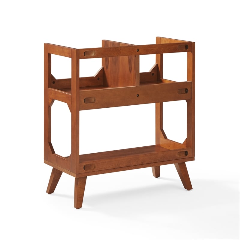 Crosley Furniture Asheville Medium Record Storage Stand in Walnut