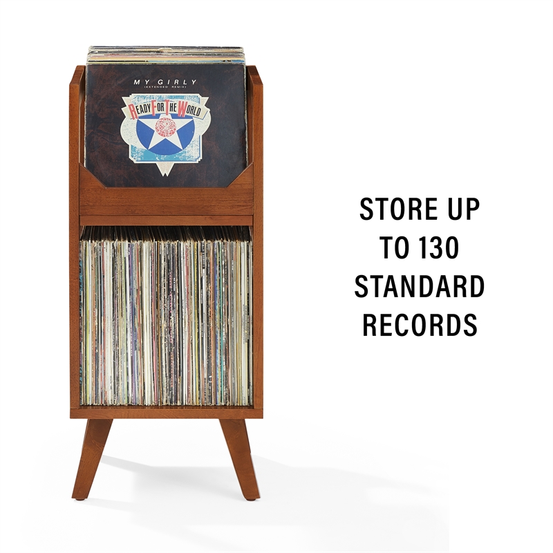 Crosley Furniture Asheville Small Record Storage Stand in Walnut