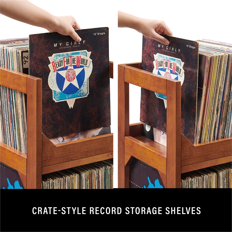 Crosley Furniture Asheville Small Record Storage Stand in Walnut