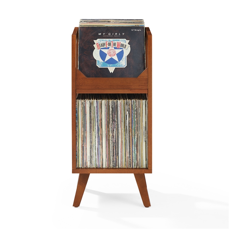 Crosley Furniture Asheville Small Record Storage Stand in Walnut