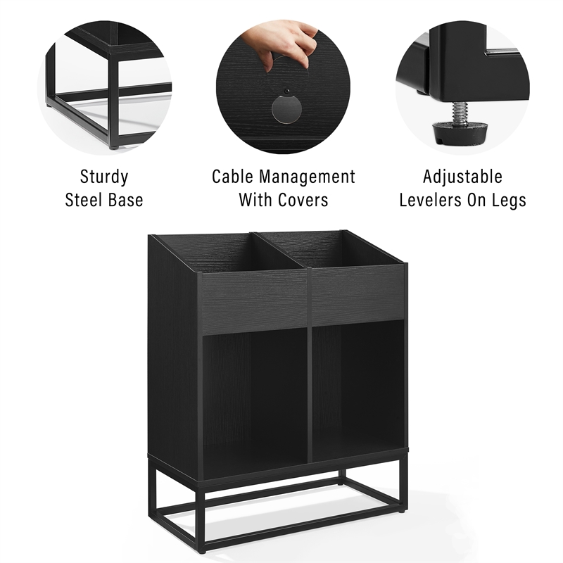 Crosley Furniture Enzo Medium Record Storage Stand in Black