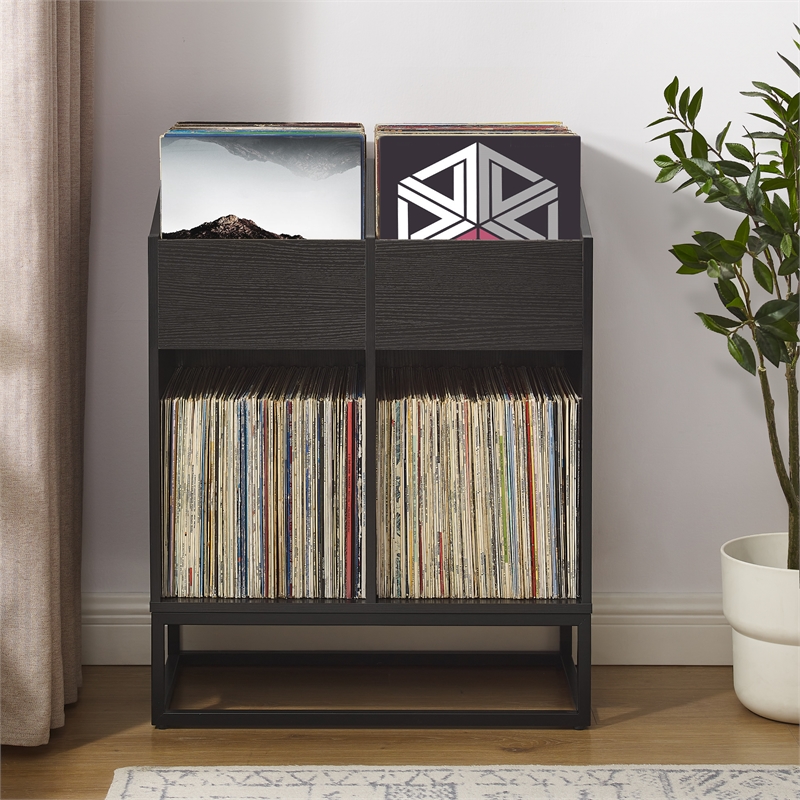 Crosley Furniture Enzo Medium Record Storage Stand in Black