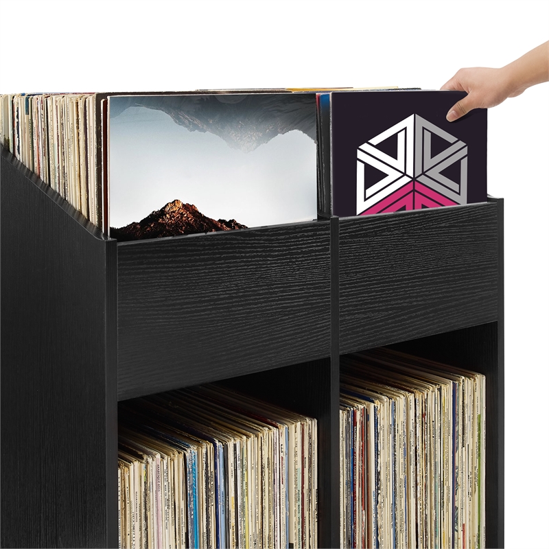Crosley Furniture Enzo Medium Record Storage Stand in Black