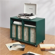 Crosley Furniture Carlo Rolling Record Storage Console in Dark Teal