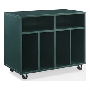 Crosley Furniture Carlo Rolling Record Storage Console in Dark Teal