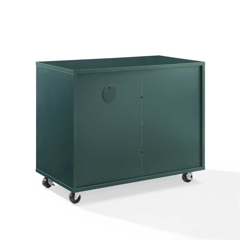 Crosley Furniture Carlo Rolling Record Storage Console in Dark Teal
