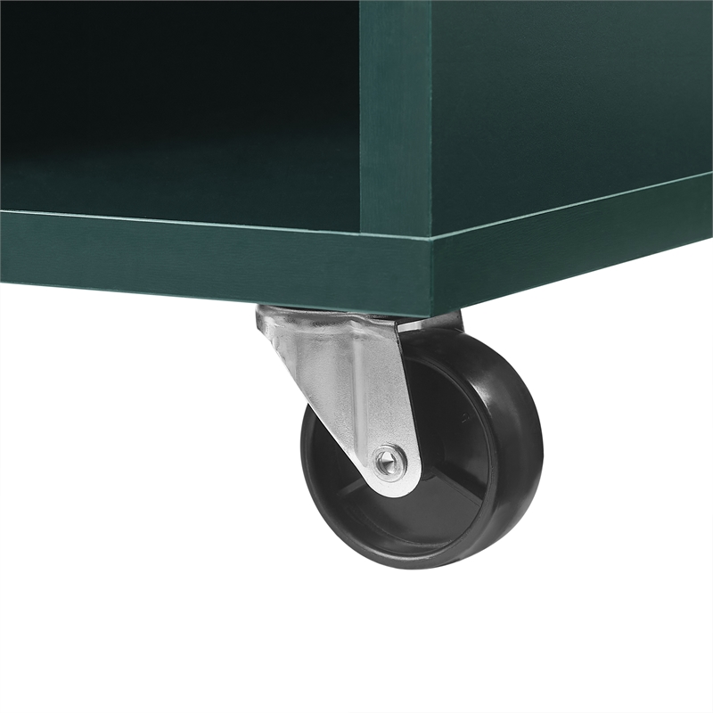 Crosley Furniture Carlo Rolling Record Storage Console in Dark Teal