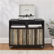 Crosley Furniture Carlo Rolling Record Storage Console in Black