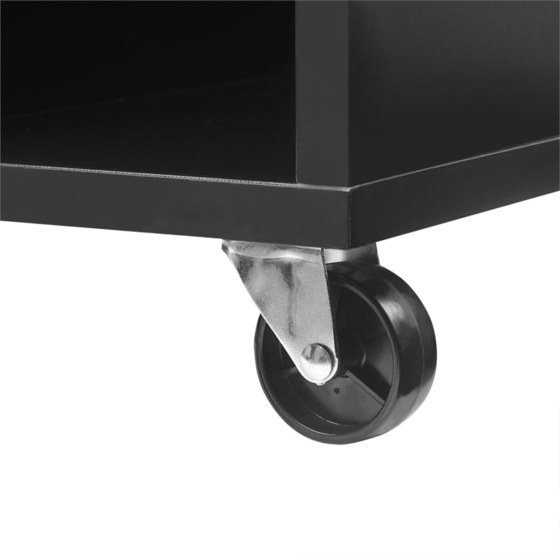 Crosley Furniture Carlo Rolling Record Storage Console in Black