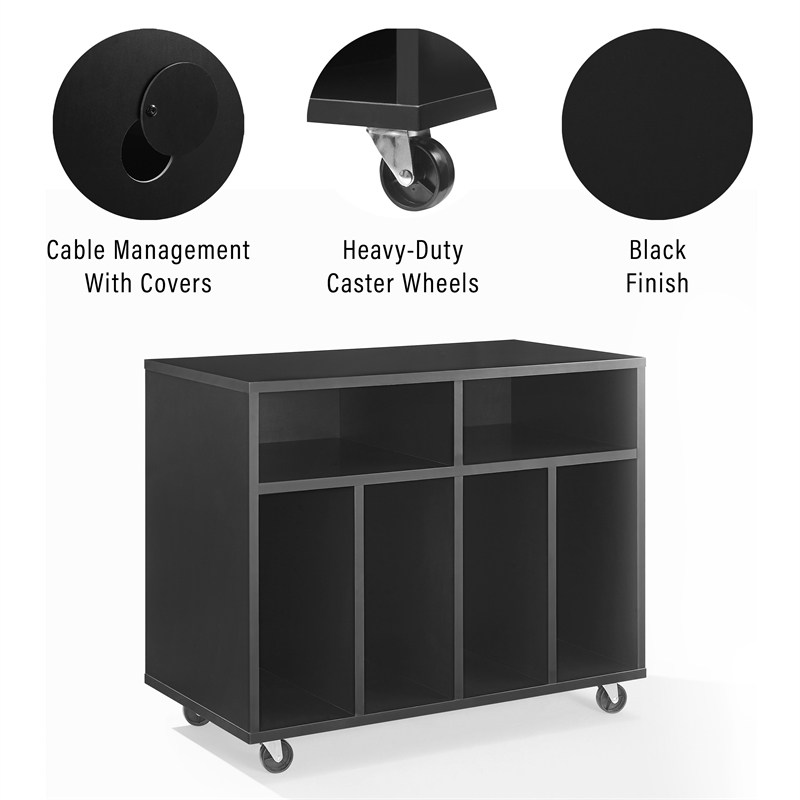 Crosley Furniture Carlo Rolling Record Storage Console in Black