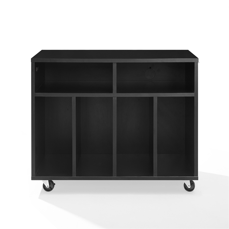 Crosley Furniture Carlo Rolling Record Storage Console in Black