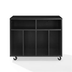 Crosley Furniture Carlo Rolling Record Storage Console in Black