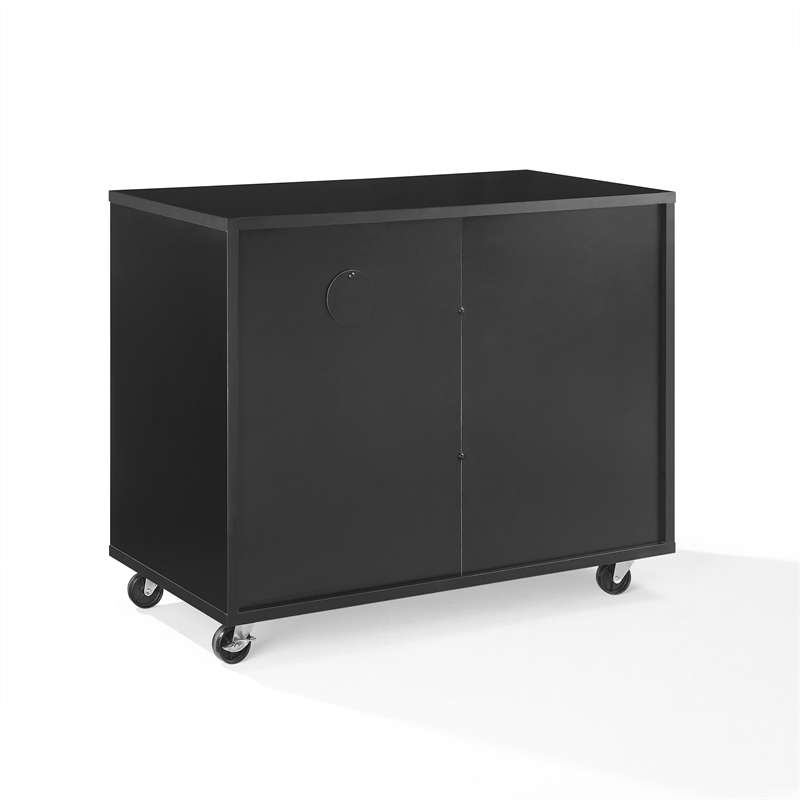 Crosley Furniture Carlo Rolling Record Storage Console in Black