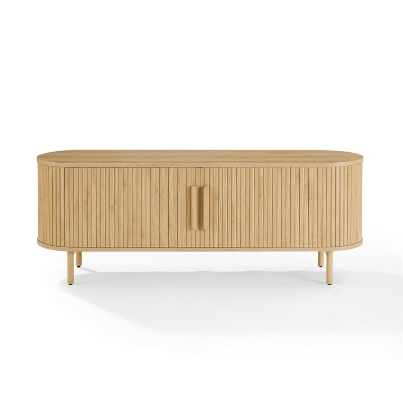 Crosley Furniture Ambrose Record Storage Media Console in Ash