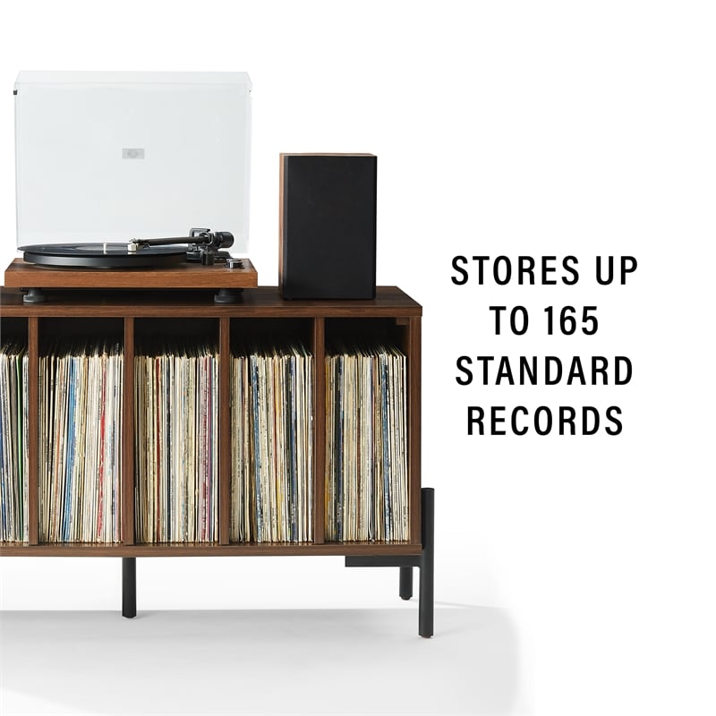 Crosley Furniture Greenwich Medium Record Storage Console in Walnut