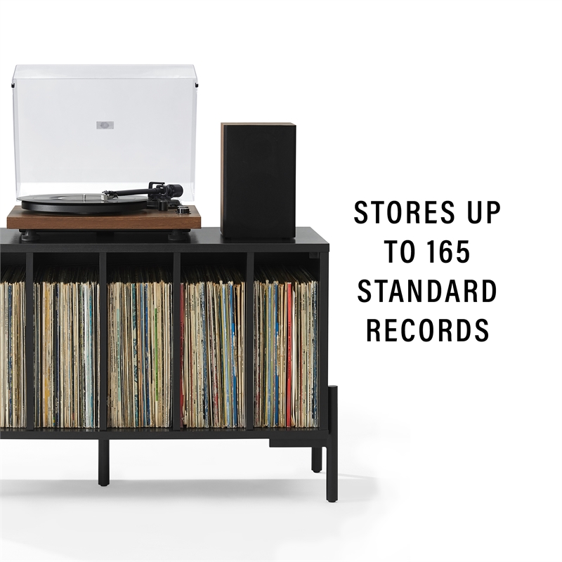 Crosley Furniture Greenwich Medium Record Storage Console in Black