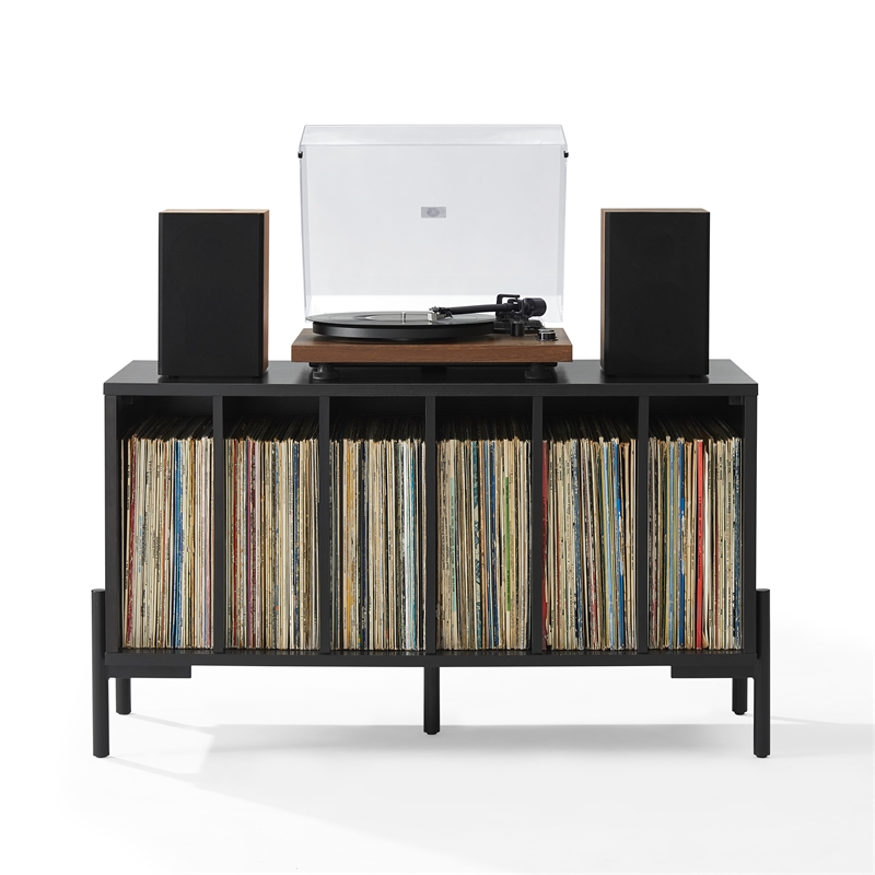 Crosley Furniture Greenwich Medium Record Storage Console in Black