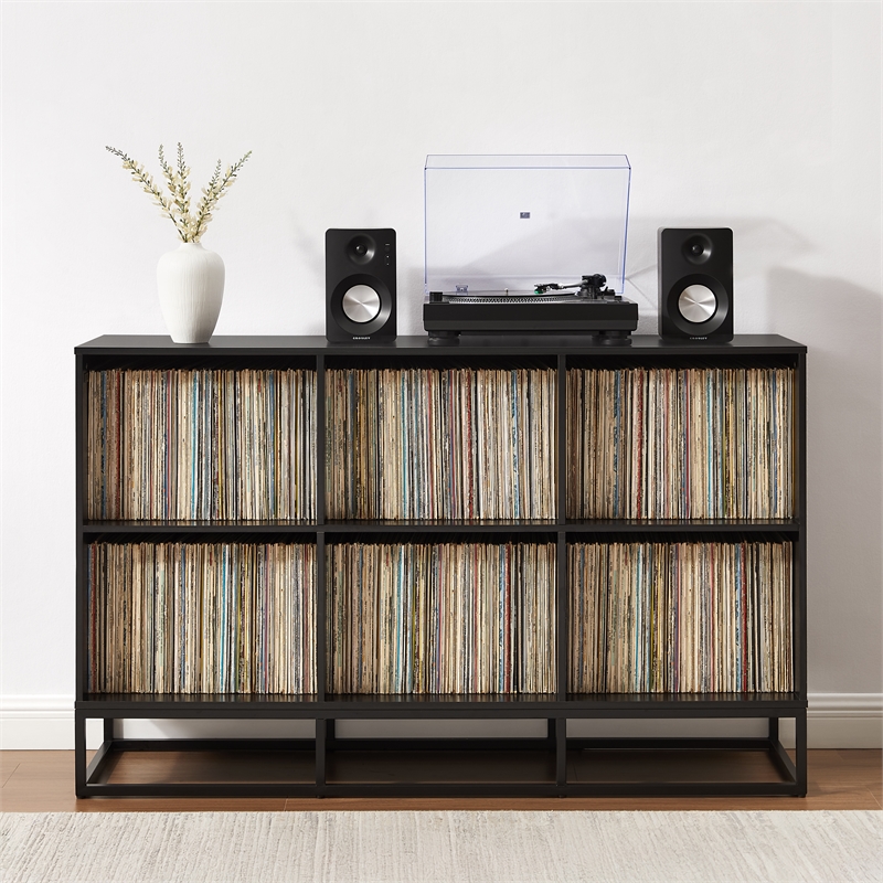 Crosley Furniture Enzo 6 Cube Record Storage Media Stand in Black