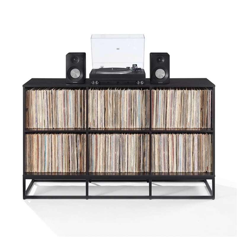 Crosley Furniture Enzo 6 Cube Record Storage Media Stand in Black