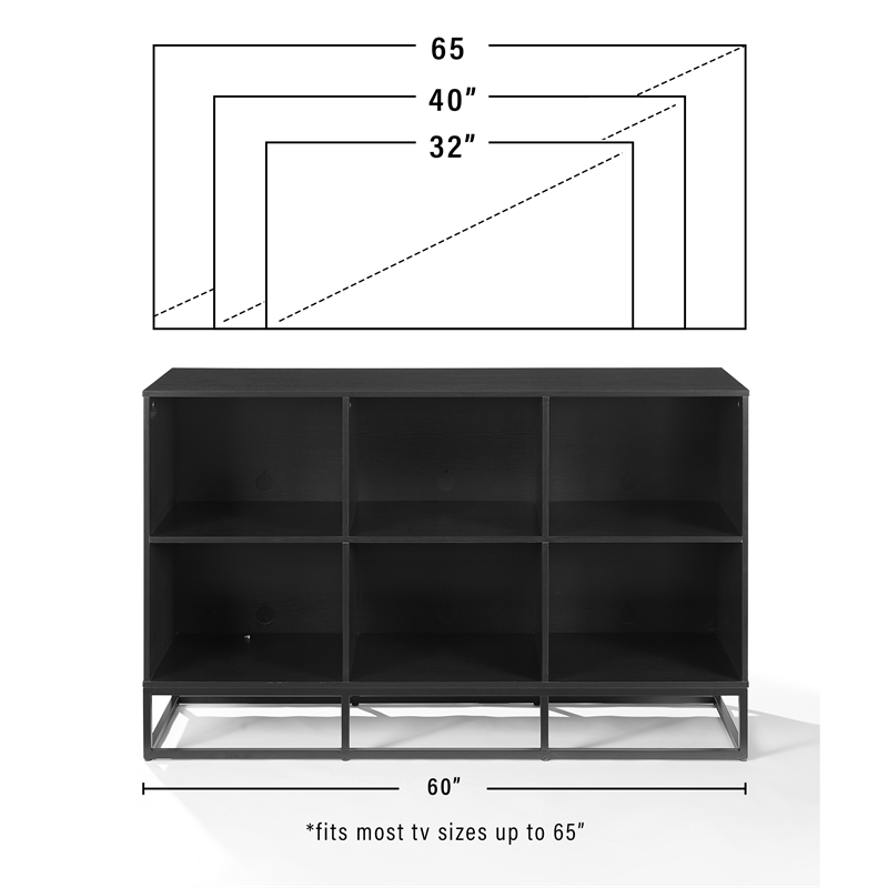 Crosley Furniture Enzo 6 Cube Record Storage Media Stand in Black