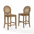 Crosley Furniture Katia 2-Piece Cane-Back Counter Stool Set in Driftwood
