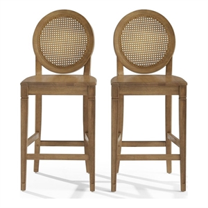 Crosley Furniture Katia 2-Piece Cane-Back Counter Stool Set in Driftwood
