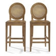 Crosley Furniture Katia 2-Piece Cane-Back Counter Stool Set in Driftwood