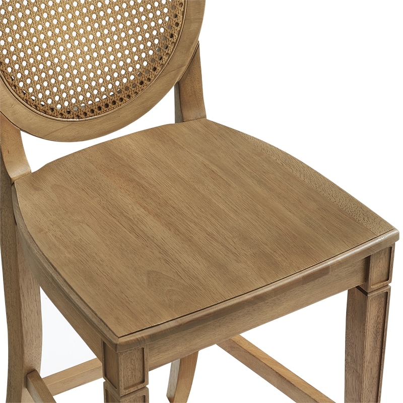 Crosley Furniture Katia 2-Piece Cane-Back Counter Stool Set in Driftwood