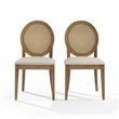 Crosley Furniture Katia 2-Pc Upholstered Cane-Back Dining Chair Set in Driftwood