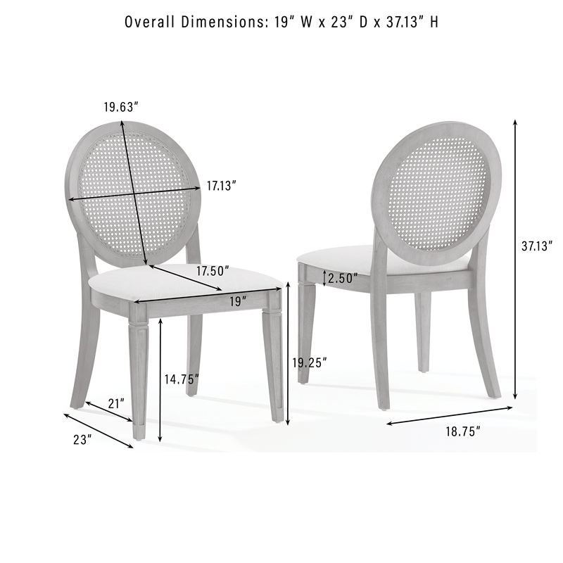 Crosley Furniture Katia 2-Pc Upholstered Cane-Back Dining Chair Set in Driftwood