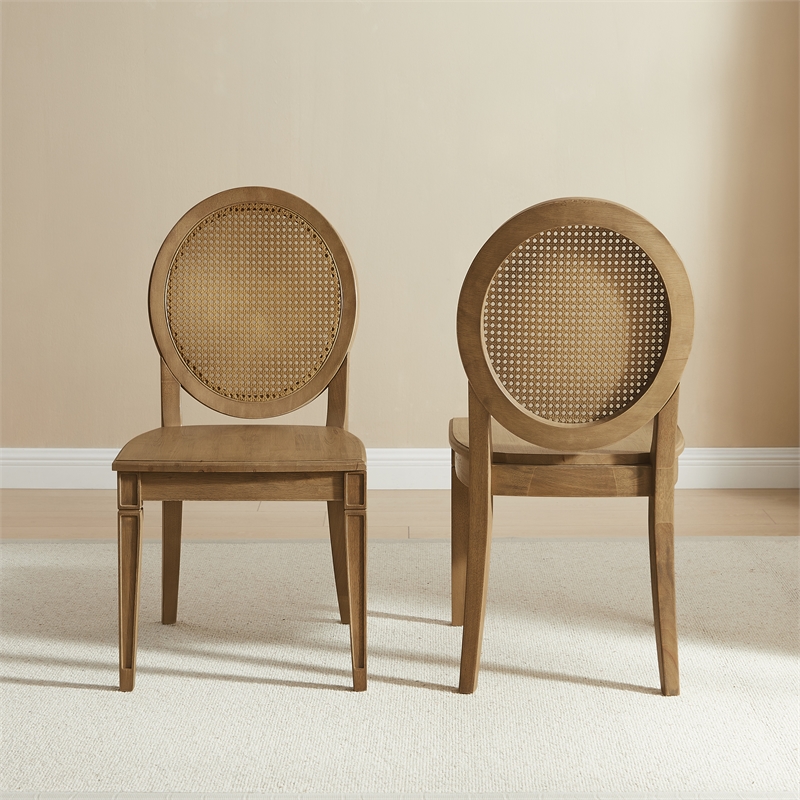 Crosley Furniture Katia 2-Piece Cane-Back Dining Chair Set in Driftwood