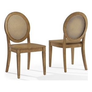 Crosley Furniture Katia 2-Piece Cane-Back Dining Chair Set in Driftwood