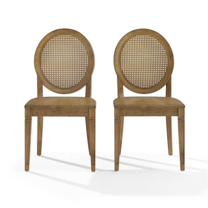Crosley Furniture Katia 2-Piece Cane-Back Dining Chair Set in Driftwood