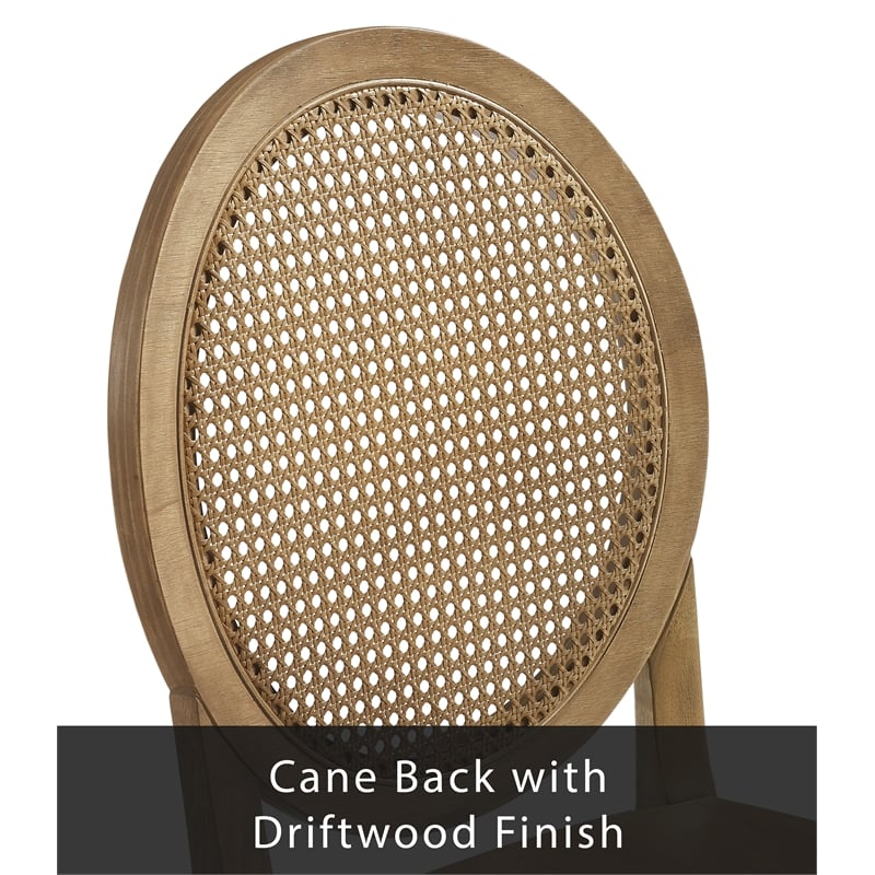 Crosley Furniture Katia 2-Pc Upholstered Cane-Back CounterStool Set in Driftwood