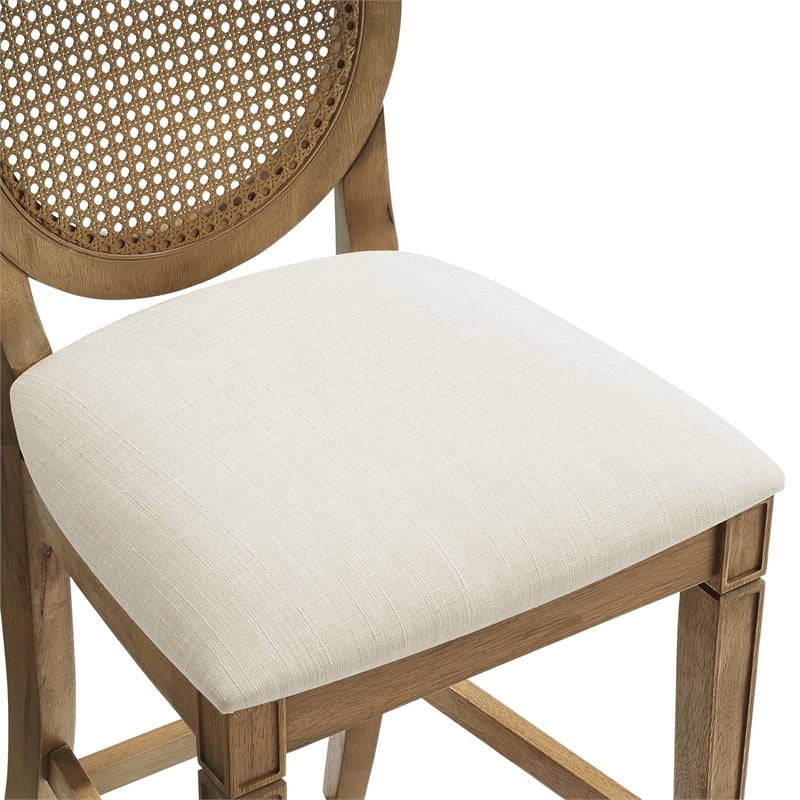Crosley Furniture Katia 2-Pc Upholstered Cane-Back CounterStool Set in Driftwood