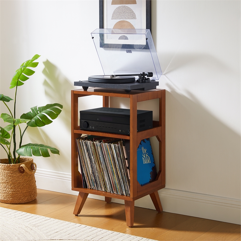 Crosley Furniture Asheville Record Player Stand in Walnut