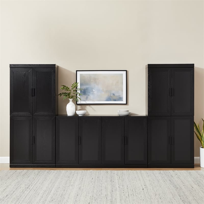 Crosley Furniture Essen 3-Piece Sideboard And Pantry Set in Black
