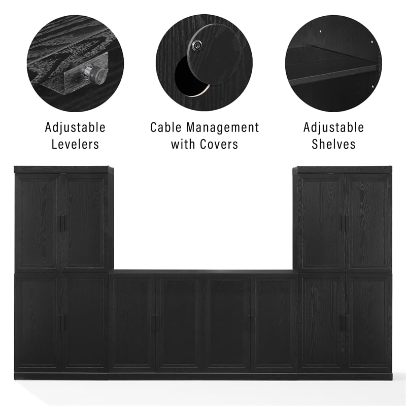 Crosley Furniture Essen 3-Piece Sideboard And Pantry Set in Black
