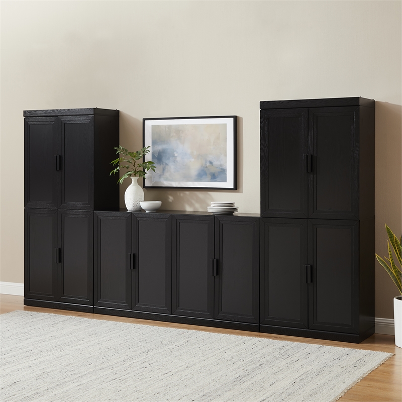 Crosley Furniture Essen 3-Piece Sideboard And Pantry Set in Black